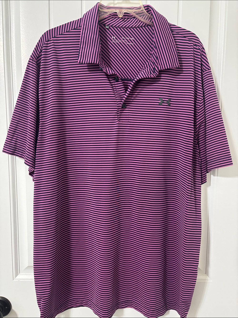 Under Armour Men’s Purple and Black Striped Polo
